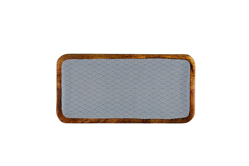Plateau de service en bois de manguier PATTERN 20*40cm - Dark blue