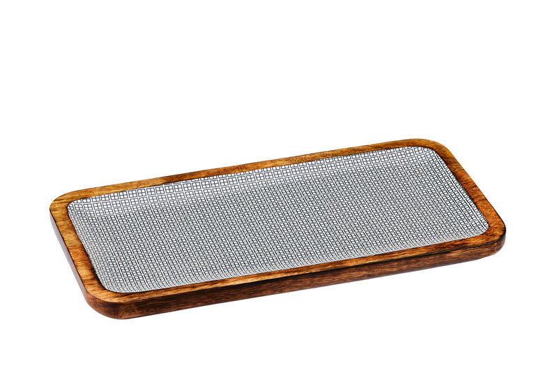 Plateau de service en bois de manguier PATTERN 20*40cm - Dark blue