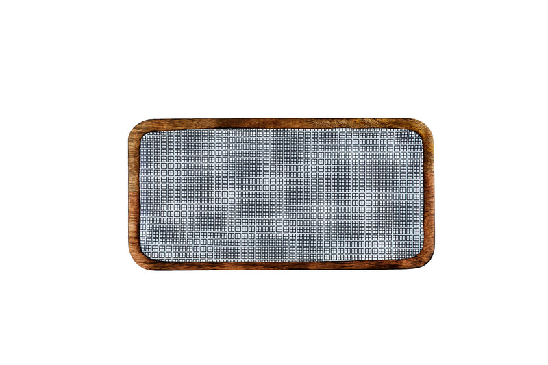 Plateau de service en bois de manguier PATTERN 20*40cm - Dark blue