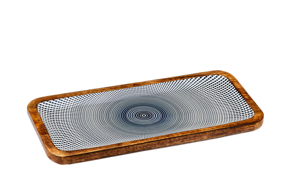 Plateau de service en bois de manguier PATTERN 20*40cm - Dark blue