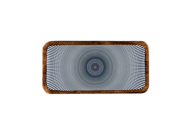 Plateau de service en bois de manguier PATTERN 20*40cm - Dark blue