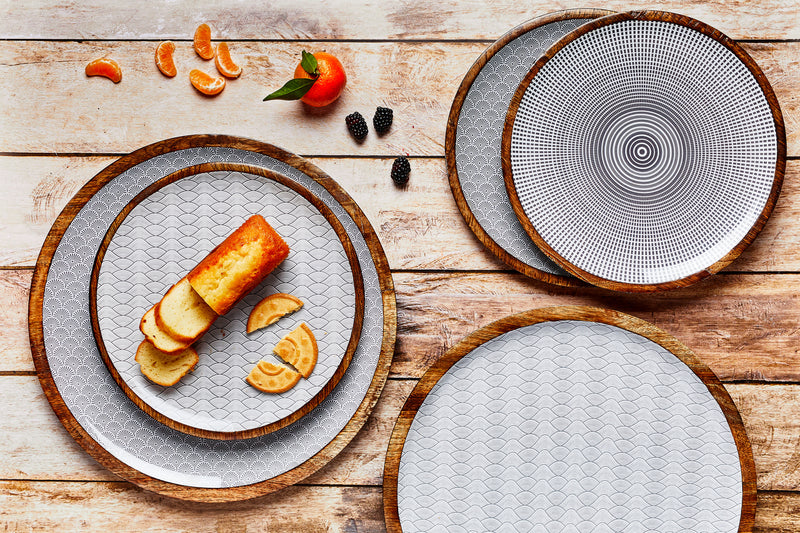Plateau de service en bois de manguier PATTERN Ø30cm - Eclipse
