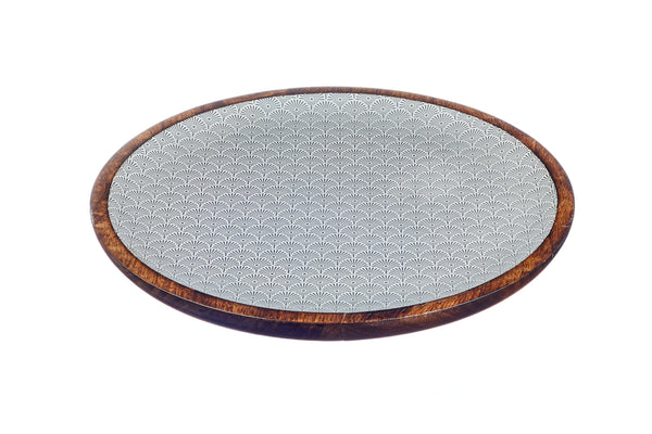 Plateau de service en bois de manguier PATTERN Ø30cm - Eclipse