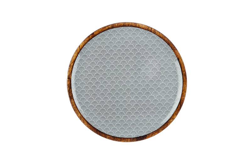 Plateau de service en bois de manguier PATTERN Ø30cm - Eclipse