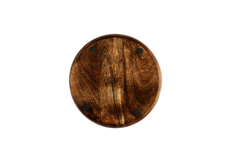 Plateau de service en bois de manguier PATTERN Ø30cm - Bleu pastel