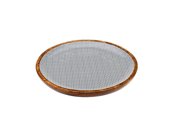 Plateau de service en bois de manguier PATTERN Ø30cm - Dark blue