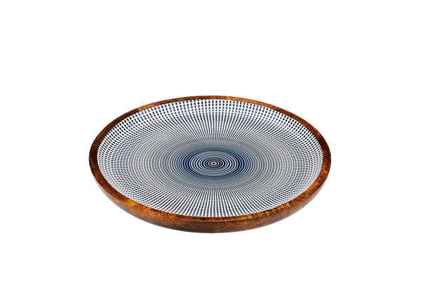 Plateau de service en bois de manguier PATTERN Ø30cm - Dark blue