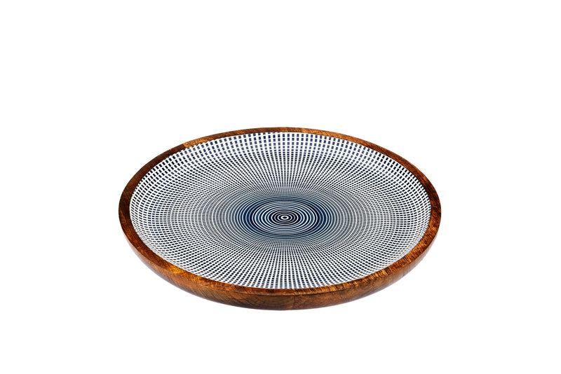 Plateau de service en bois de manguier PATTERN Ø30cm - Dark blue