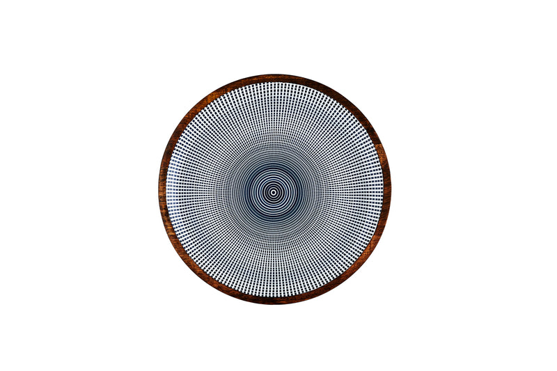 Plateau de service en bois de manguier PATTERN Ø30cm - Dark blue