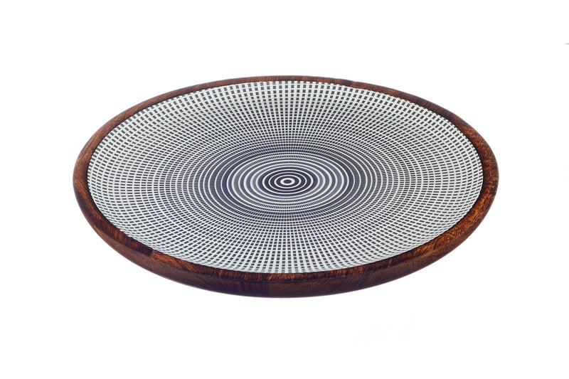 Plateau de service en bois de manguier PATTERN Ø30cm - Eclipse