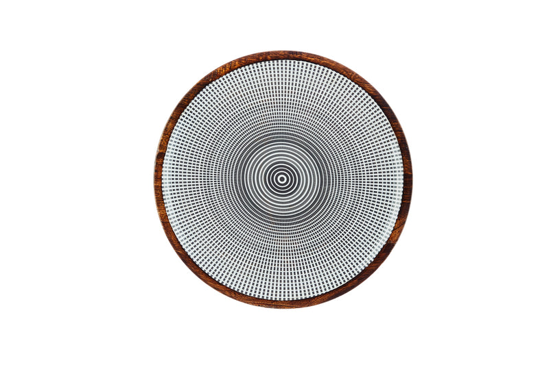 Plateau de service en bois de manguier PATTERN Ø30cm - Eclipse