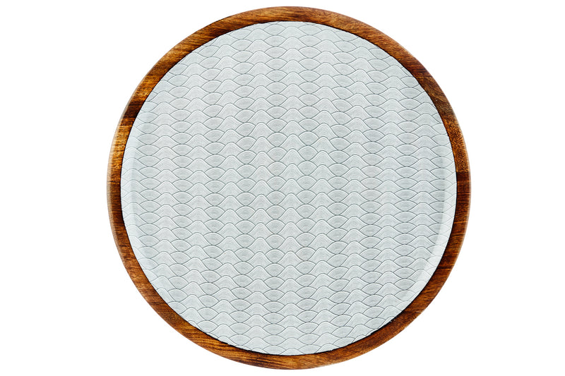 Plateau de service en bois de manguier PATTERN Ø40cm - Eclipse