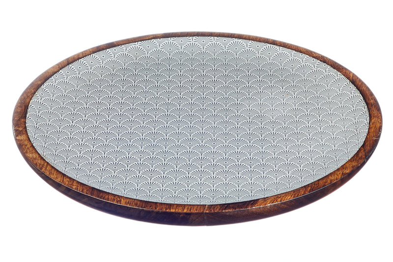 Plateau de service en bois de manguier PATTERN Ø40cm - Eclipse