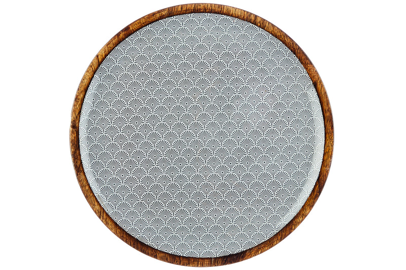 Plateau de service en bois de manguier PATTERN Ø40cm - Eclipse