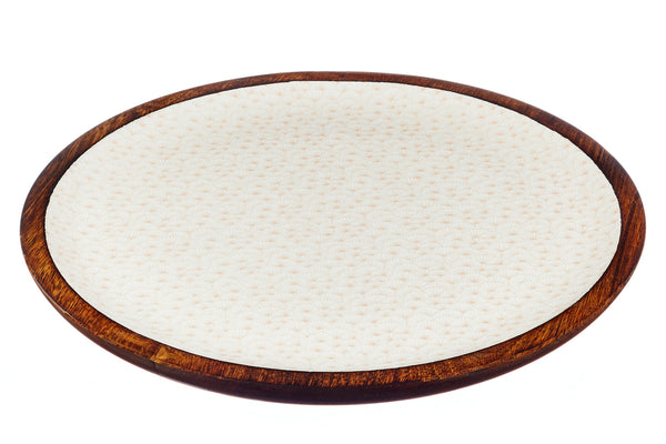 Plateau de service en bois de manguier PATTERN Ø40cm - Rose pastel