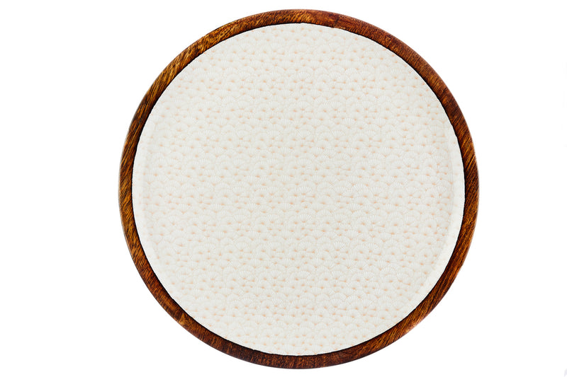 Plateau de service en bois de manguier PATTERN Ø40cm - Rose pastel